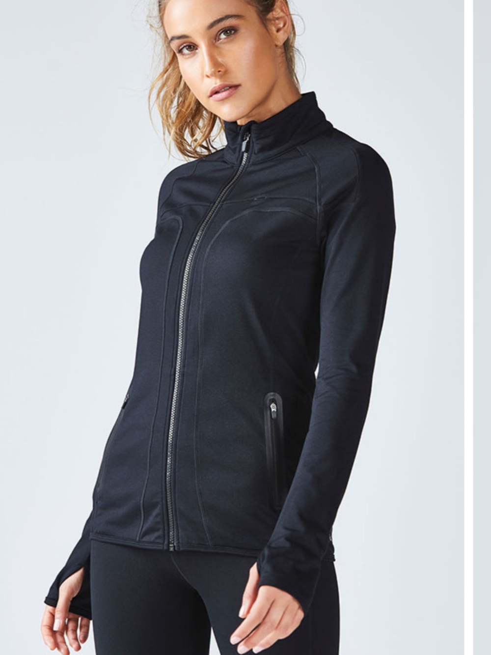 Fabletics Women's Jojo Black Full-Zip Utility Jacket